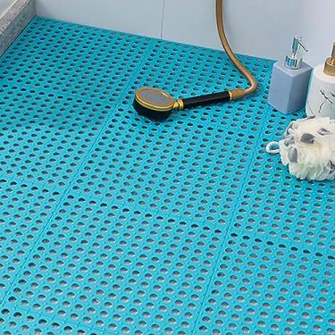 Imagem de Mingzhe TAPETE DE BANHO DE MOSAICO PLÁSTICO 10 PCS ANTI SLIP VENTOSA TAPETES COZINHA BANHEIRO (Azul)