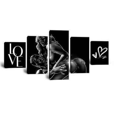 Imagem de HJL Art Arte de parede nude emoldurada moderna em tela sexy - impressões pretas arte abstrata fotos femininas pôsteres para banheiro quarto hotel sala de estar menina decoração de casa (127 cm L x 61