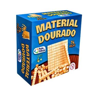Imagem de Material Dourado C/74 Peças Em Madeira Pedagógico Matemática - PAIS & 