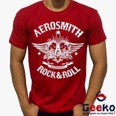 Imagem de Camiseta Aerosmith 100% Algodão Rock & Roll Geeko, Vermelho gola carec