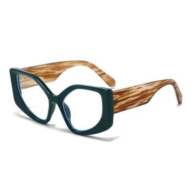 Imagem de HPIRME Óculos retrô com armação grande poligonal e estampa para homens e mulheres, estilo fotografia de rua (6167-C12)