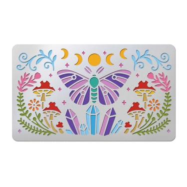 Imagem de UNICRAFTALE Estêncil de metal, elementos de mariposa, fase da lua, estêncil, reutilizáveis, modelos de ramos de borda para modelo de aço inoxidável para álbum de fotos faça você mesmo, álbum de fotos