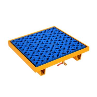 Imagem de Bandeja de derramamento de tambor de óleo, palete de contenção de derramamento à prova de vazamento com dreno, plataforma de derramamento de metal resistente para garagem e armazém, ideal para