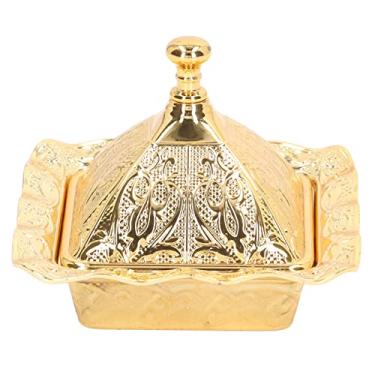 Imagem de Phefop Tigela de Servir Doces de Ouro Turco, Jarra de Prato Decorativa Com Suporte de Tampa, Tigela de Doces de Chocolate Artesanal de Latão, Prato de Servir para Ornamento de Mesa