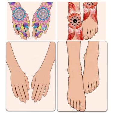 Imagem de DELORIGIN 2 peças Quadro de prática de pintura de mãos e pés tamanho A4 reutilizável quadro de prática de pintura de maquiagem palco ferramenta de exercícios faciais, suprimentos de pintura facial