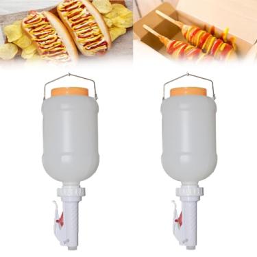 Imagem de Garrafa de apertar condimentos pendurada, dispensador de molho de 5,5 L para ketchup, mostarda, churrasco, óleo - essencial para cozinha comercial, pacote com 2 frascos para facilitar o armazenamento