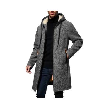 Imagem de Jaqueta De Moletom Masculina De Inverno Com Capuz, Quente, Com Zíper, 