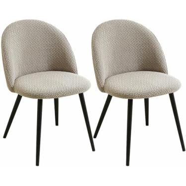 Imagem de Conjunto de 2 capas para cadeiras de sala de jantar, capas protetoras para cadeiras com encosto curvo e sem braços, ideais para cozinha, escritório e sala de estar.