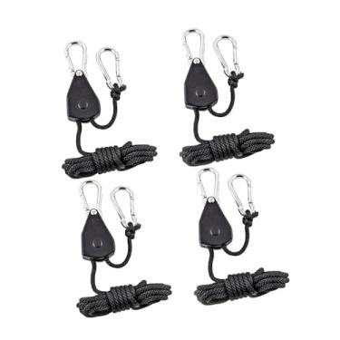 Imagem de Generic Conjunto de 4 cordas de camping com polia de catraca para amarrar barracas e pendurar luzes de cultivo em tendas.
