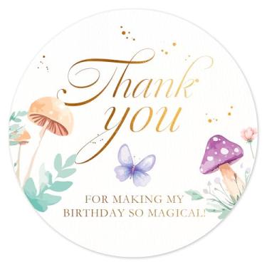 Imagem de Adesivos Mobiusea Fairy Thank You | 60 peças de adesivos de aniversário de fadas de folha dourada de 5 x 5 cm, etiquetas à prova d'água e resistentes a rasgos para lembrancinhas de festa e sacolas de