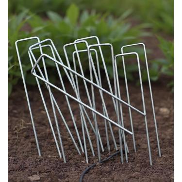 Imagem de Pacote com 8 grampos galvanizados a quente para cobertura de plantas de 15 cm, estacas de barraca de calibre 11, estacas de jardim, tecido de paisagismo, pinos SOD, estacas de quintal para decoração