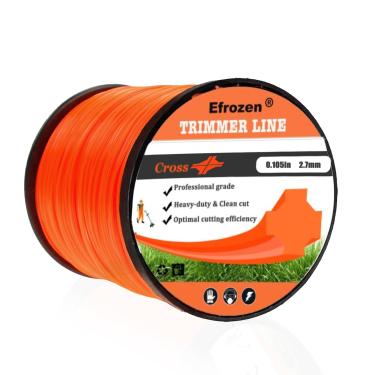 Imagem de efrozen Corda de comedor de ervas daninhas, linha de aparador de corda pesada cruzada de 0,3 cm, carretel de 73 m, fio de substituição universal de nylon premium, laranja