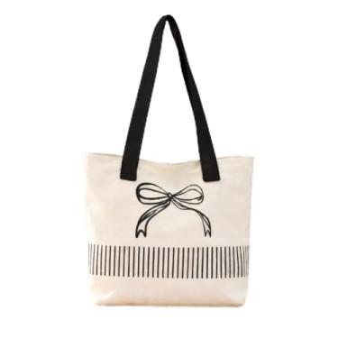 Imagem de Bolsa de ombro feminina, bolsa minimalista de grande capacidade nas axilas com detalhe de laço, bolsa de transporte casual para o dia a dia, Branco, Bolsa de mão