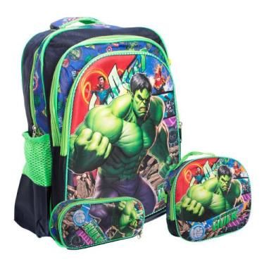 Imagem de Kit Mochila Infantil Menino Super Herói Lancheira Resistente - Plike