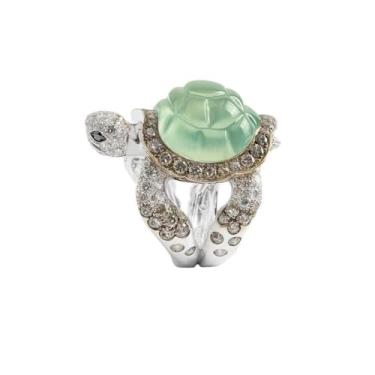 Imagem de Yocoyee Anéis de tartaruga verde pedra preciosa cristal grande grosso anel de dedo médio para mulheres e homens, 9, Zinco, Sem pedra preciosa