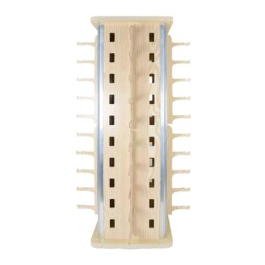 Imagem de Spectacle Frames Suporte de exibição de mesa montado para moldura de madeira retrô de quatro lados com grão de madeira giratório para exibição de óculos