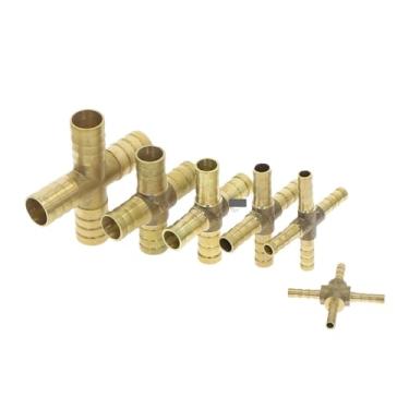 Imagem de Encaixe de tubo de latão em forma de cruz 4 vias 6 mm 8 mm 10 mm 12 mm conector de farpa junta acoplador de cobre acoplador farpado acoplamento adaptador 1 peça WWECCQIJ (8 mm Barb)