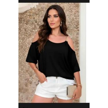 Imagem de Blusa Femenina Viscolaycra Ombro Vazado De Corrente Alcinha - modanasc