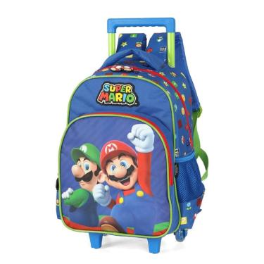 Imagem de Mochila Infantil Com Rodinha Super Mario Bros G Azul Unidade - Luxcel
