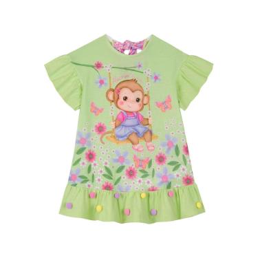 Imagem de Vestido Infantil Alecrim em Malha Verde Macaquinha Kukiê-Feminino
