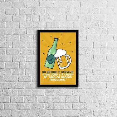 Imagem de Quadro Um  A Cerveja 45X34Cm Moldura Preta Com Vidro
