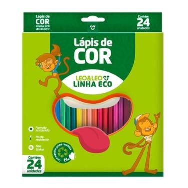 Imagem de Lápis De Cor Leo & Leo 24 Cores Linha Eco Sextavado Para Colorir  - Le