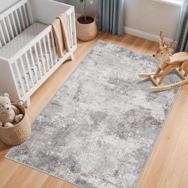 Imagem de BYYVOO Tapetes de entrada abstratos 7,5 x 12,5 cm: lavável à máquina tapete antiderrapante aconchegante - tapete macio baixo pequeno moderno para quarto, entrada, cozinha - tapete de piso interno