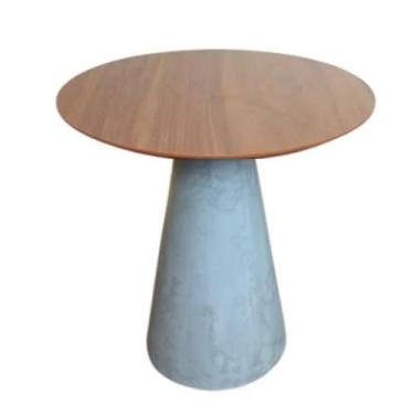 Imagem de Mesa Lateral Cone Cimento Rústico Tampo Imbuia 51 cm - Personal Decor 