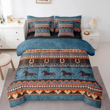 Imagem de Feelyou Conjunto de edredom e lençol de casal Western Bed in a Bag, 7 peças, caubói e asteca, indígena do sudoeste, indígena, 7 peças, boêmio, tribal, rústico