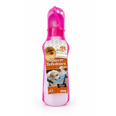 Imagem de Garrafa Bebedouro Portátil para Cães e Gatos 400ml - Art Pet, Rosa