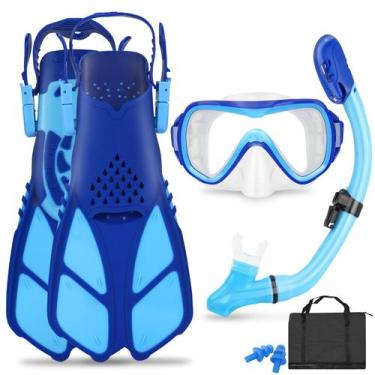 Imagem de Conjunto de Snorkel FosDero para Niños con Máscara y Aletas Azul para 