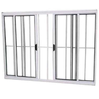 Imagem de Janela Vitro 4 Folhas Alumínio Branco 1.00  X 1.00 Modular com Grade -