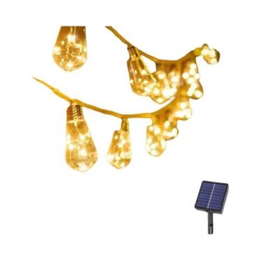 Imagem de Luz Solar De Corda De Cânhamo De 5M Com 10 LEDs, Fio De Cobre, Bateria