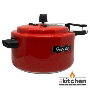 Imagem de Panela de Pressão de 4,5 Litros Vermelha Antiaderente - Panelar Cook, 