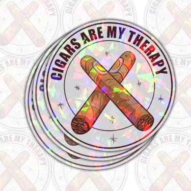 Imagem de 3 adesivos de charutos, adesivos de charutos são minha terapia, adesivos para fumar charutos, adesivos para amantes de charutos, presente à prova d'água para garrafa de água, laptop, capacete Kindles