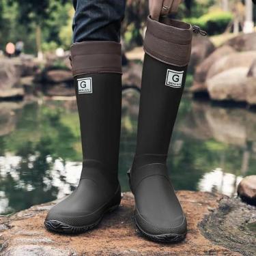 Imagem de Botas De Chuva Masculinas Modernas De Cano Alto Impermeáveis Antiderra