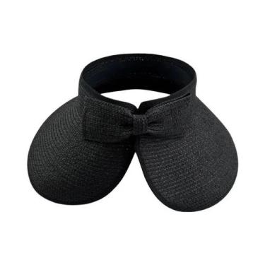 Imagem de Chapéu De Palha Feminino De Verão Com Aba Larga Dobrável E Laço, Prote