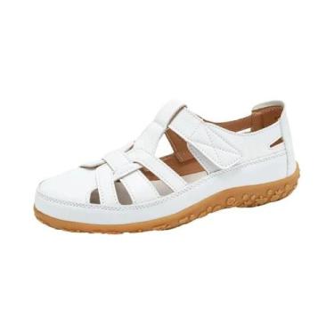 Imagem de Sandálias Femininas Confortáveis De Verão Com Bico Coberto Para Caminh