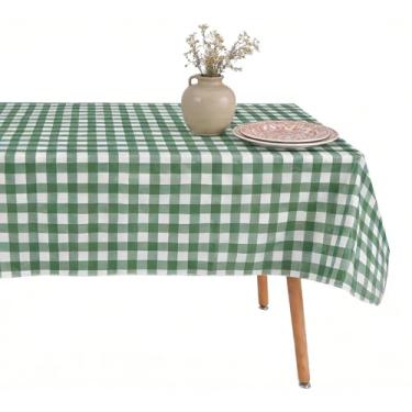 Imagem de OUTCREATOR Toalha de mesa redonda, toalha de mesa de vinil impermeável com forro de flanela, capa de mesa xadrez de búfalo de plástico limpável para festa de aniversário com tema de dinossauro, jantar