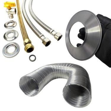 Imagem de Kit instalação Aquecedor de água a gás 1/2 Mangueiras 40cm + Kit de ex