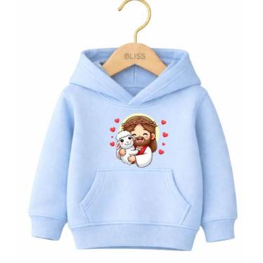 Imagem de Moletom Canguru Infantil Estampa Jesus Ovelhinha Coração 1024 Moda Inf