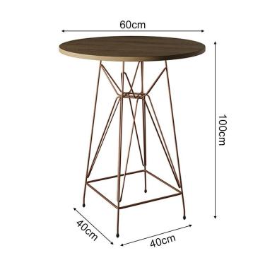 Imagem de Jogo Mesa Bistrô Eames Tampo Amêndoa 60Cm 2 Banquetas Preta Base Ferro Cobre - Cor: Amendoa