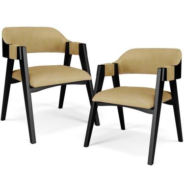 Imagem de Kit 02 Cadeiras Para Sala De Jantar E Estar Living Estofada Suran L02 Preto Couríssimo Fendi - Lyam