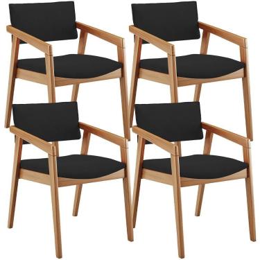 Imagem de Kit 04 Cadeiras Para Sala De Jantar Estar Living Giorgia B04 Suede Preto