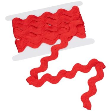 Imagem de GORGECRAFT 20-34 mm Jumbo RIC Rac Rick Rack Guarnição 5 jardas Poliéster Rickrack Vermelho Zig Zag Lace Ribbon Wave Bending Franja Lace Trim S Shaped Tecido trançado para costura DIY Crafts