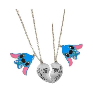 Imagem de Colar De Coração Em Aço Inoxidável Lilo & Stitch, 2 Peças, Acessório D