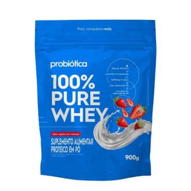 Imagem de 100 Pure Whey 900g Refil Probiótica, Iogurte com morango