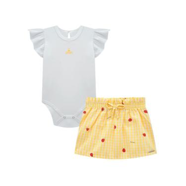 Imagem de Conjunto Bebê Menina Body Manga Curta/Saia Xadrez Somnii-Feminino