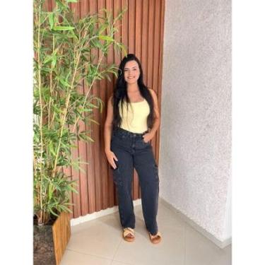 Imagem de Calça Feminina Jeans Preto Wide Leg Cargo TNW Confecções-Feminino