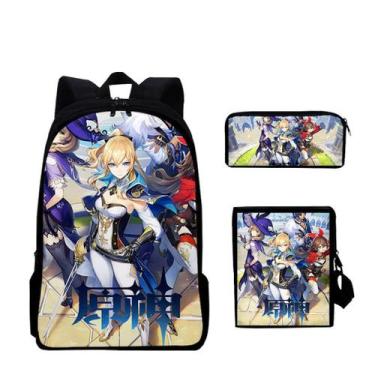 Imagem de Conjunto de mochilas Genshins Impacts, bolsa de anime para crianças, 3